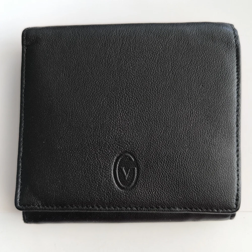 Men's Bifold Wallet Gianni Valentino Black Leather Multiple Compartments